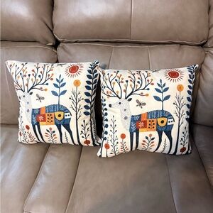 Two Nordic Deer Throw Pillows Cover, made of a high-quality linen material